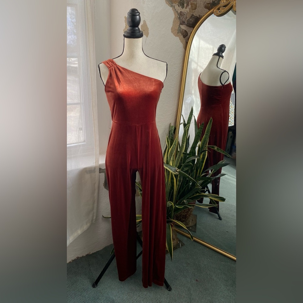 NEW Banana Republic Orange Velvet Jumpsuit Women’s XS (S)